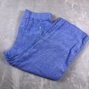 Lilly Pulitzer Linen Cropped Wide Leg Pants Blue XL